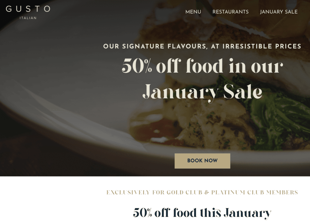Gusto January offer: 50% off